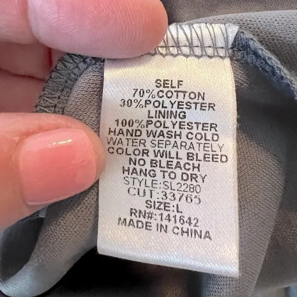 She + Sky Blue gray mini dress cotton crochet size L - Picture 12 of 13